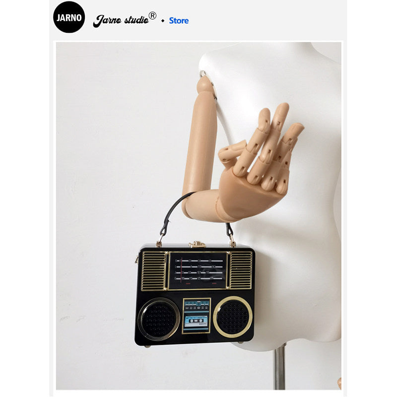 2025 Spring/Summer New Creative Personality American Retro Tape Recorder Tape Portable Crossbody Bag Women's Design Sense Niche