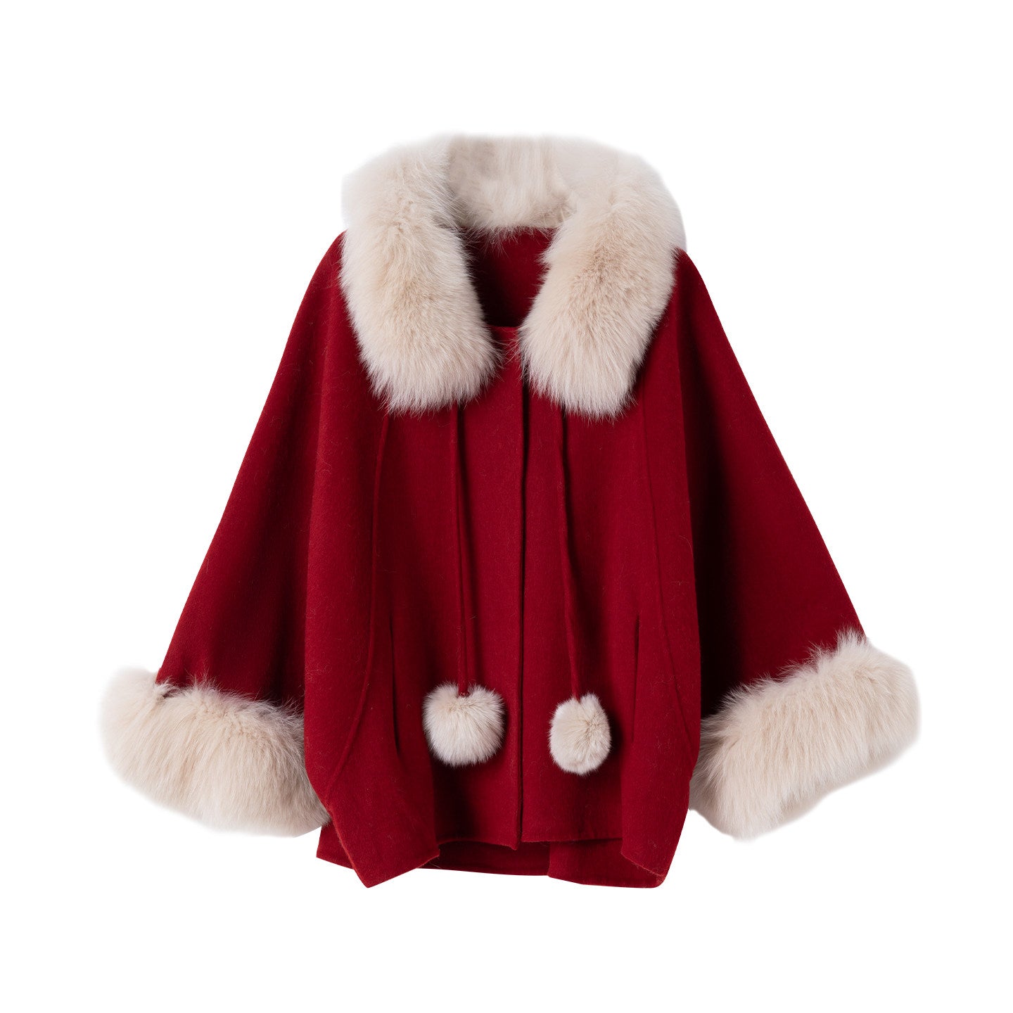 BANGON fox fur collar wool coat 2025 new temperament high-end imitation wool cape jacket for women