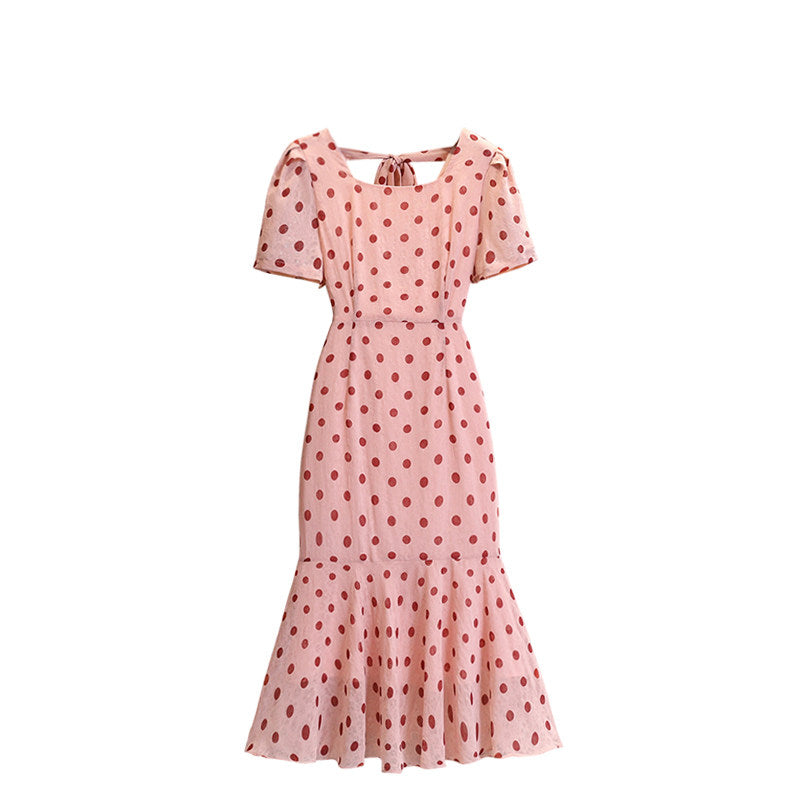 CaraCLUB large size polka dot short sleeve dress women's summer new fat sister dopamine fashion slimming skirt