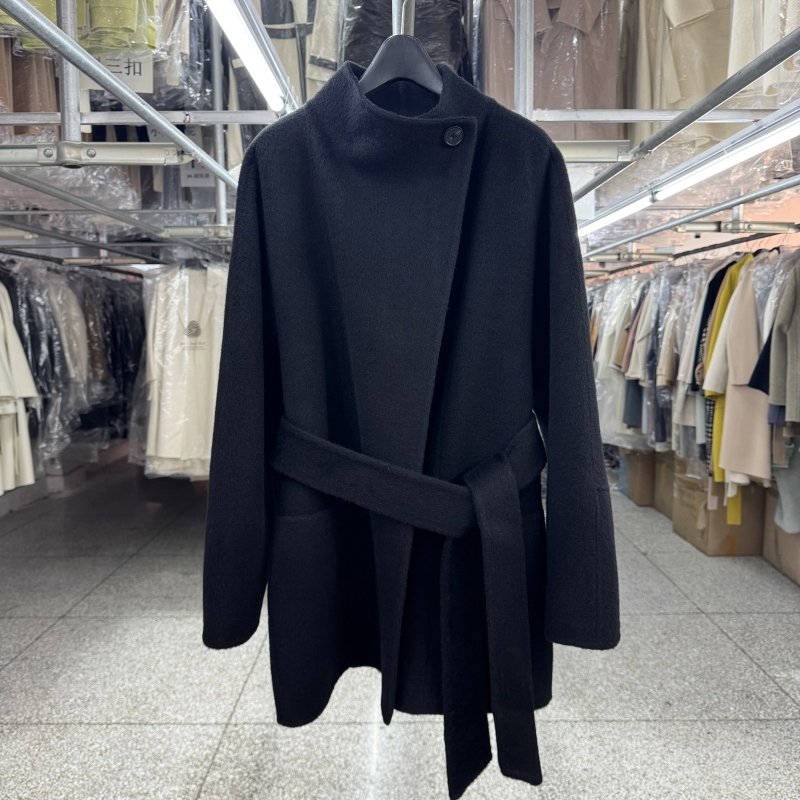 Yak fleece classic black stand-up collar reversible wool coat women's short autumn and winter new one-button simple woolen jacket