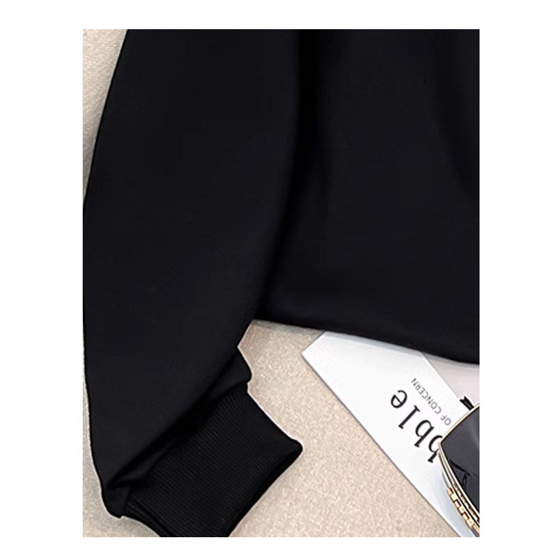 CaraCLUB plus-size design crew neck long sleeve fleece sweatshirt women's 2025 autumn new printed slimming top