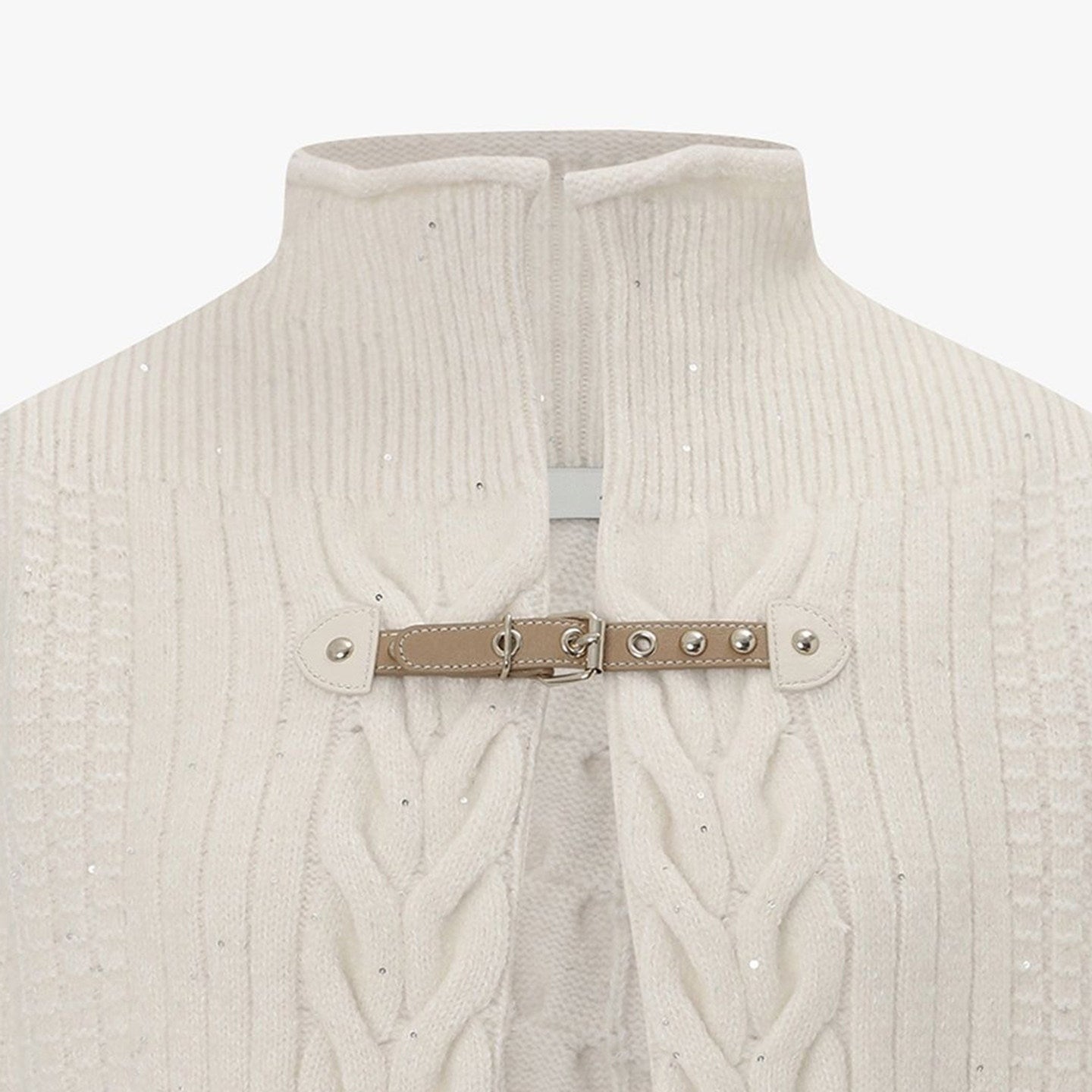 BANGON semi-turtleneck knitted cardigan with a snap design sense New casual and versatile sweater for spring 2026