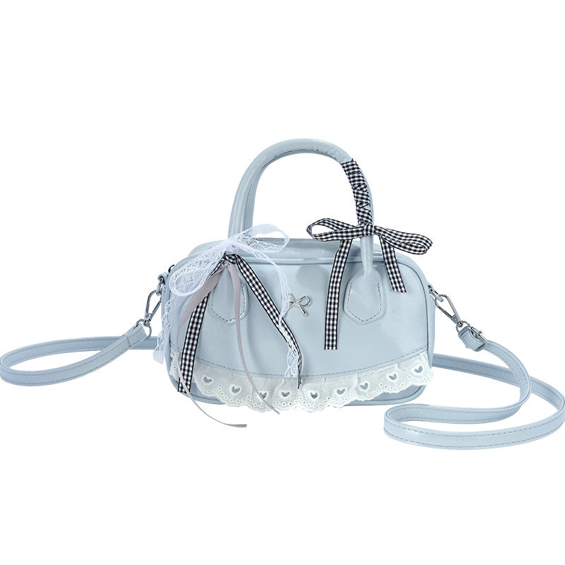 CEEKAY Genuine Niche Ribbon Bowling Pillow Bag Premium Light Luxury Bag Women's Boston Crossbody Bag