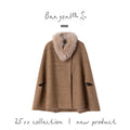 BANGON Rich Daughter Cloak Woolen Jacket Fur Collar Stitching Design Sense Temperament Versatile Short Coat Woman
