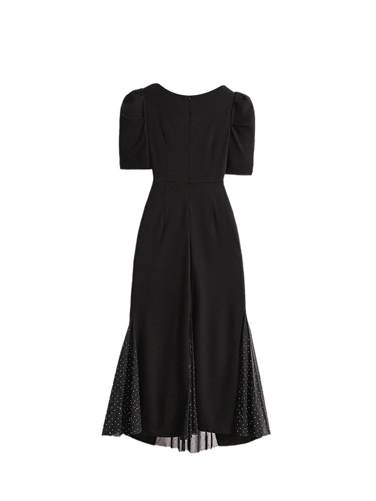 Cara CLUB plus-size royal sister wind chiffon dress female summer fat sister waist slimming fringe mermaid skirt