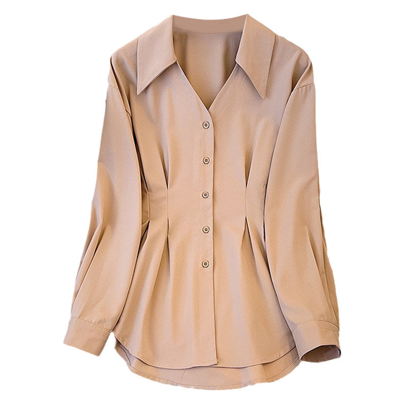 Cara CLUB plus-size French waist shirt for women early autumn fashion foreign style to reduce age and slim down design top