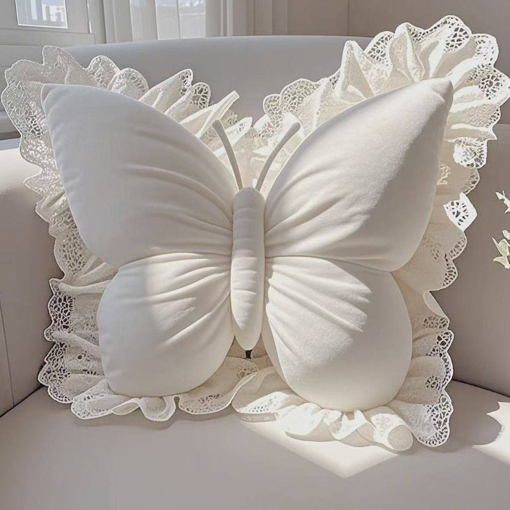 Butterfly cushion plush toy ins pillow waist protection high-value women's home car birthday gift bedroom bedside