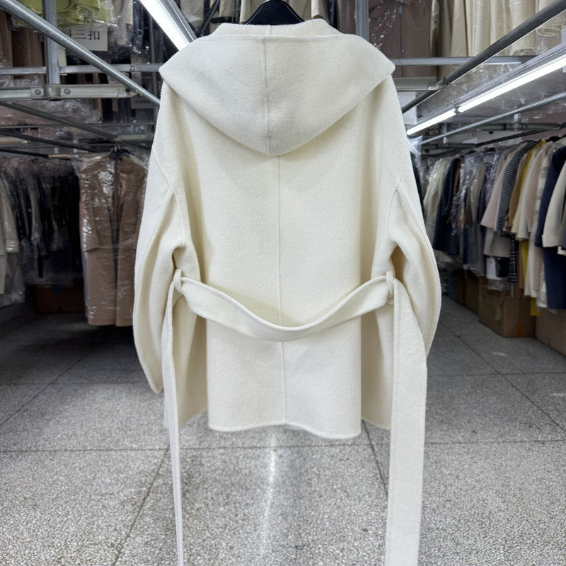 Yak fleece large lapel hooded reversible wool coat women's short small new Korean loose woolen jacket