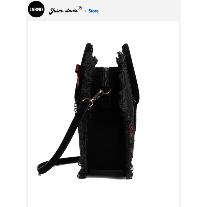 2025 Fall/Winter New Dark Lolita Duck Bag Women's Plush Handheld Crossbody Bag Niche Sweet and Cool Design