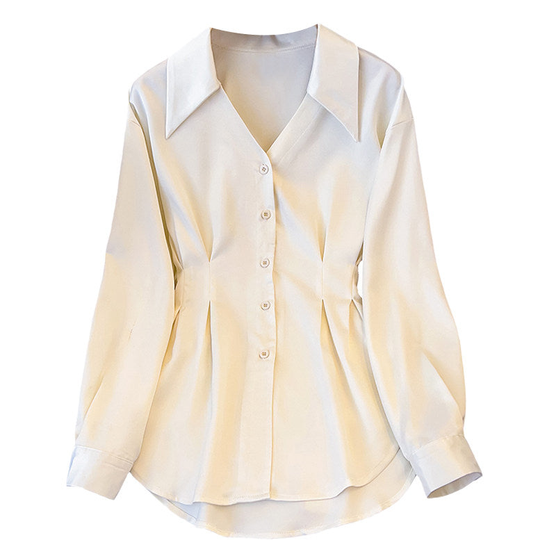 Cara CLUB plus-size French waist shirt for women early autumn fashion foreign style to reduce age and slim down design top