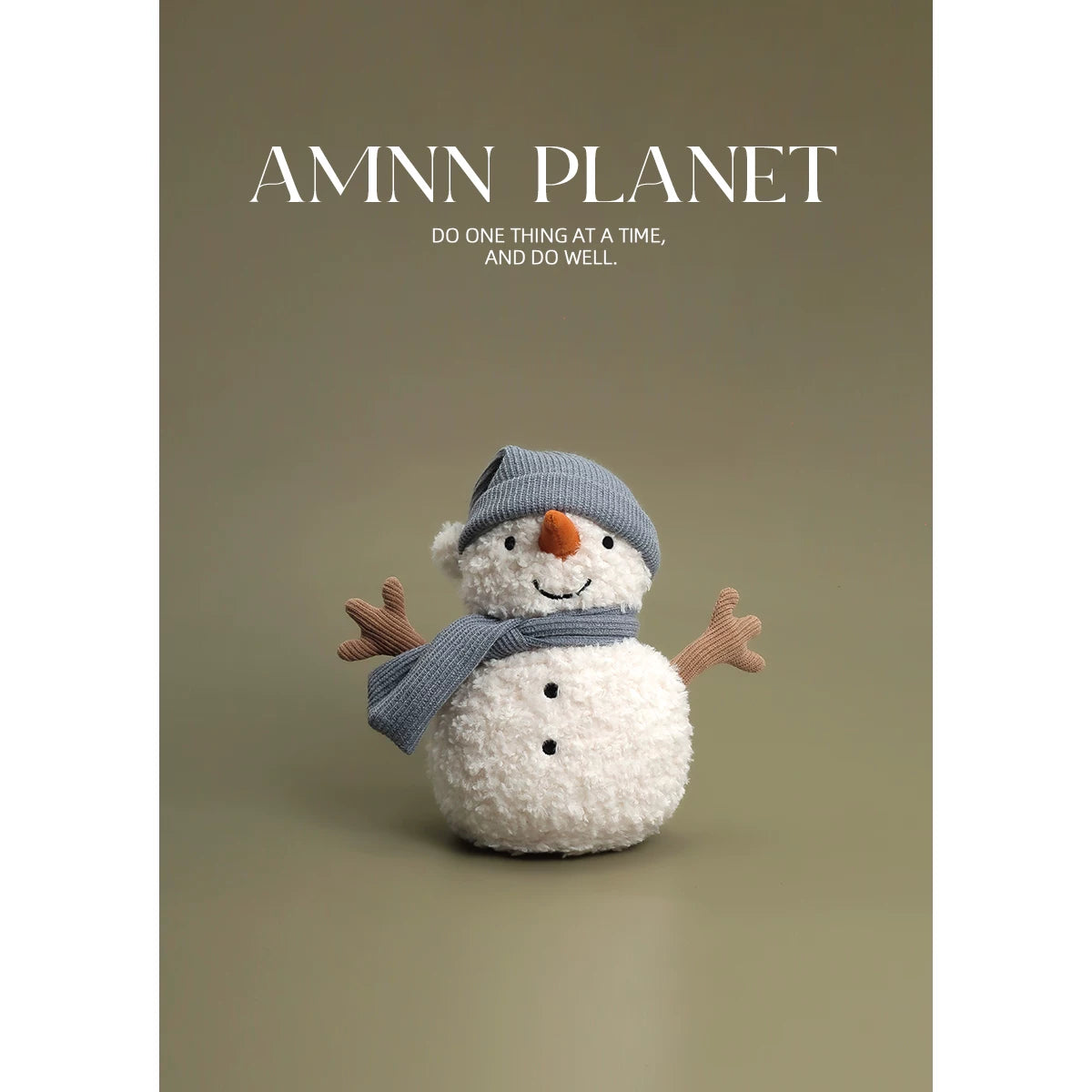 AMNN Sammy Blue Hat Snowman Doll New Cute Comforting Plush Sleeping Doll Souvenir