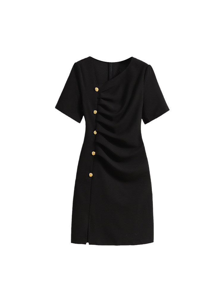 Cara CLUB large size French dress women's summer fat sister mm waist slimming temperament design long skirt