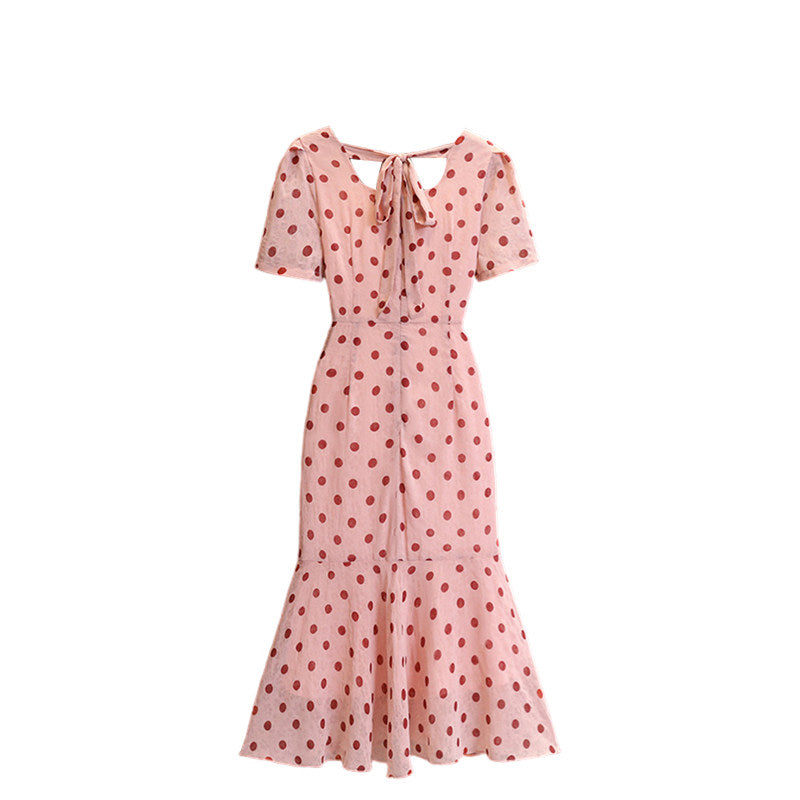 CaraCLUB large size polka dot short sleeve dress women's summer new fat sister dopamine fashion slimming skirt