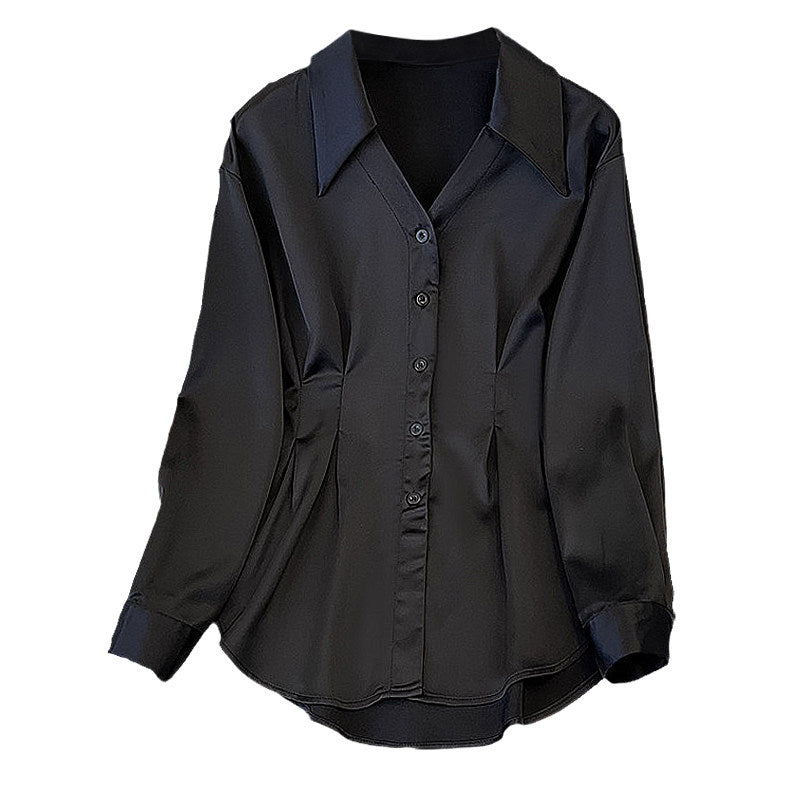 Cara CLUB plus-size French waist shirt for women early autumn fashion foreign style to reduce age and slim down design top