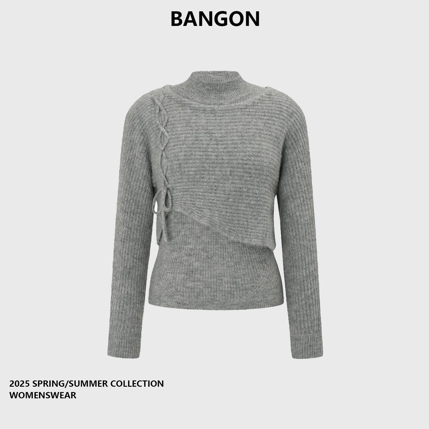BANGON gray knitwear two-piece design niche 2025 new slimming top set