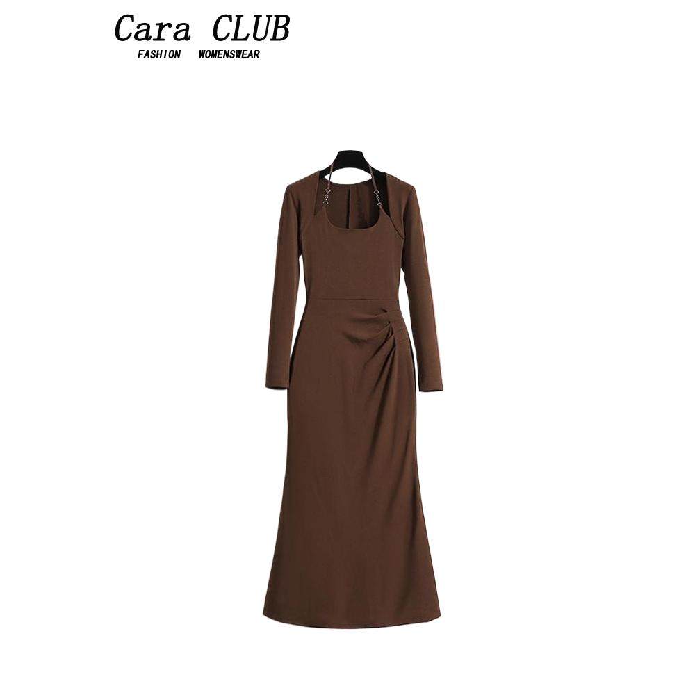 Cara CLUB large size mermaid dress female autumn fat sister mm waist cover the belly to show thin pure desire long skirt