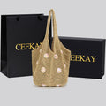 CEEKAY genuine hollow seaside vacation lazy bag women's new large-capacity flower beach bag tote bag