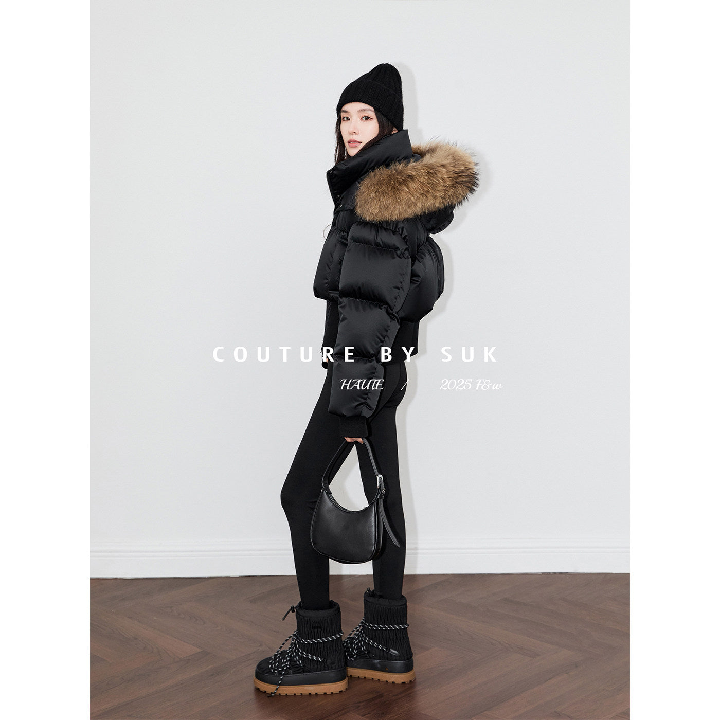 SUK Snow falls in Kyoto! 90 white goose down short autumn and winter design sense retro fashion fur collar down jacket jacket for women