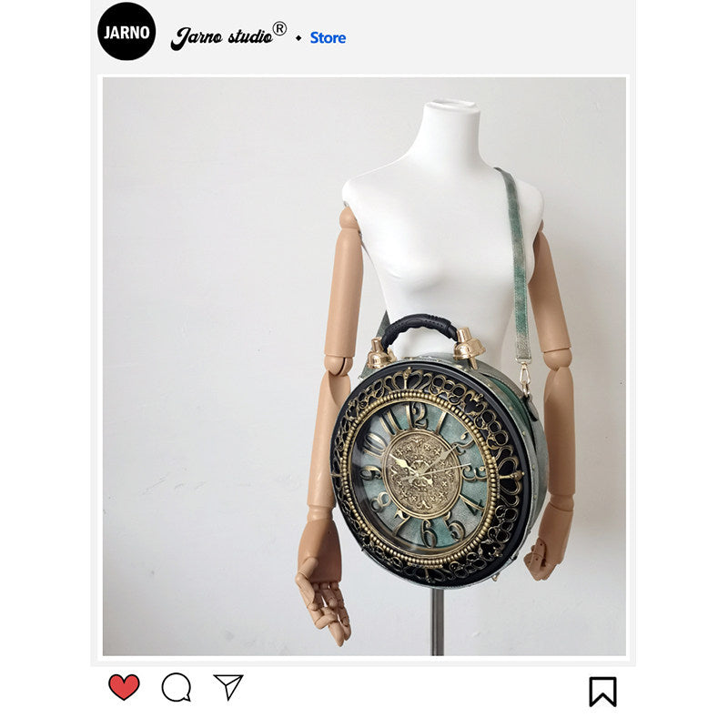 2025 Spring/Summer New Creative Personality American Retro Large Clock Watch Bag Handheld Crossbody Bag Women's Design Sense Niche