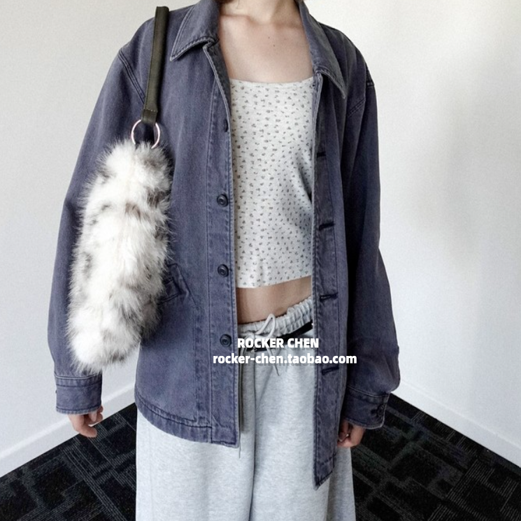 (ROCKER CHEN) fur bag fawn pattern curly winter ring buckle shoulder bag tote bag