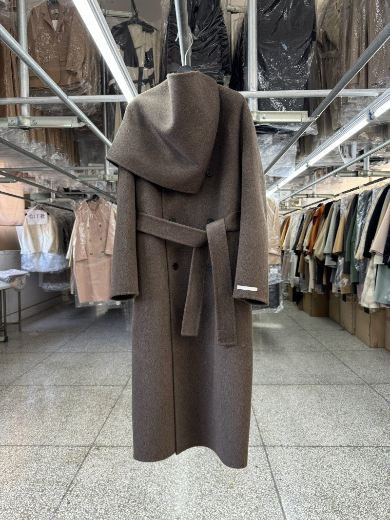 Korean high-end reversible wool wool rabbit fur coat fashion big scarf long pile style double-breasted woolen jacket for women