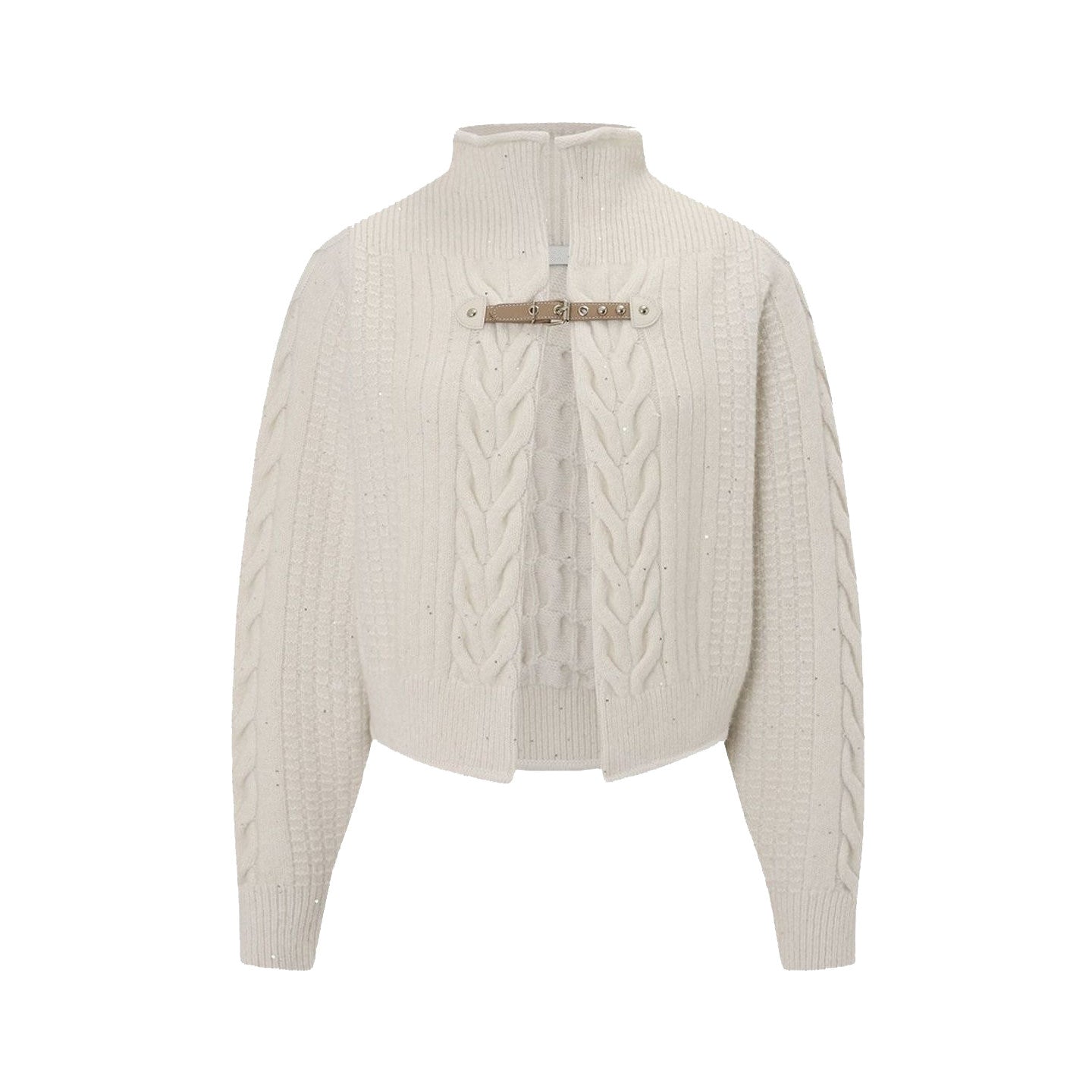 BANGON semi-turtleneck knitted cardigan with a snap design sense New casual and versatile sweater for spring 2026