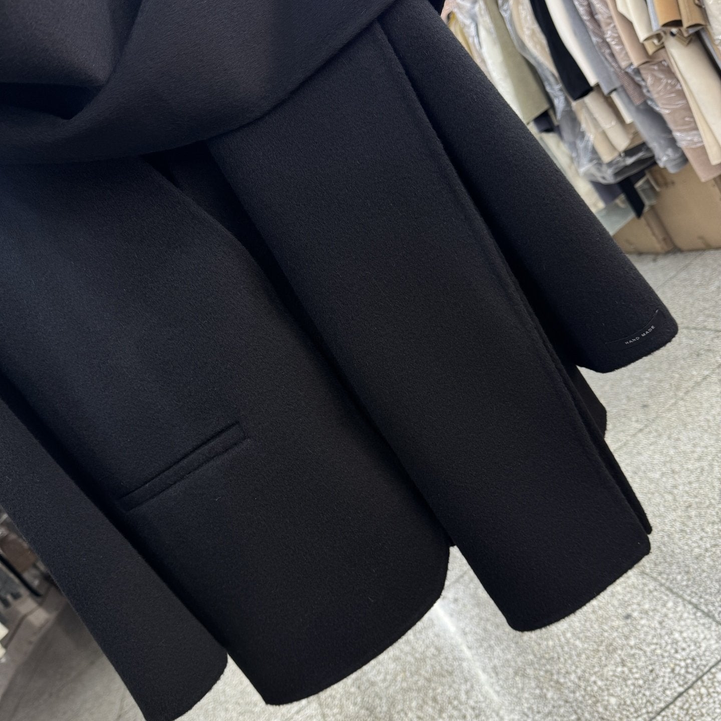 Black scarf, reversible wool coat, women's short model, 2025 autumn/winter new Korean fashion temperament woolen jacket