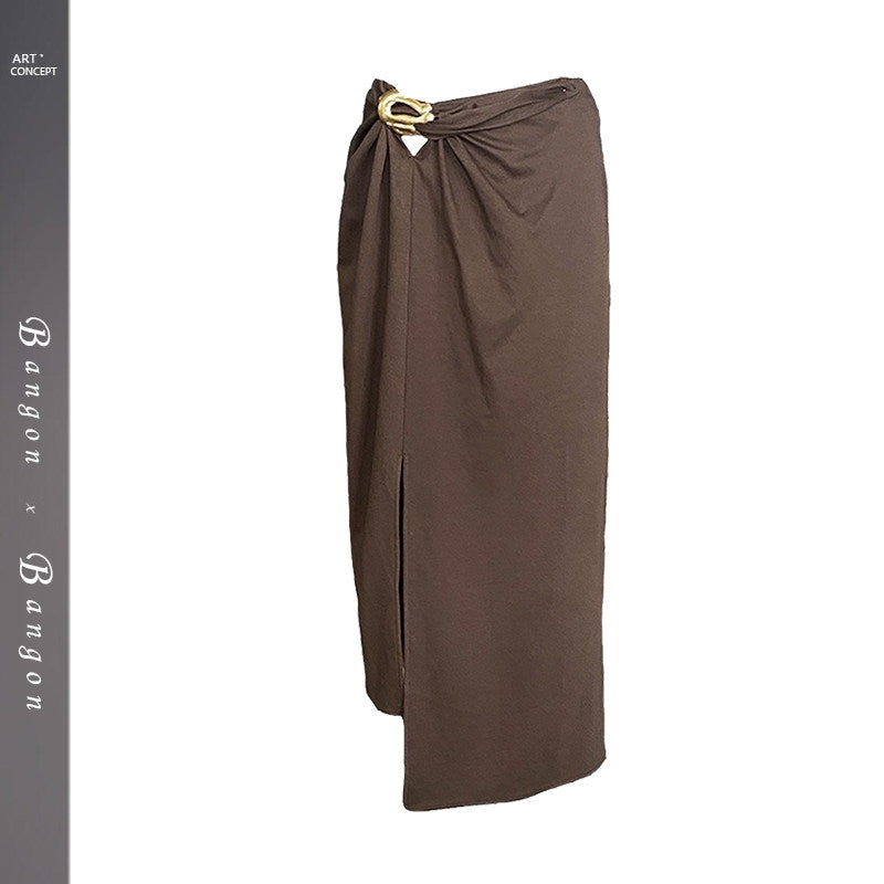 BANGON hot girl halterneck suit skirt niche design sense 2025 summer new royal sister slimming two-piece set