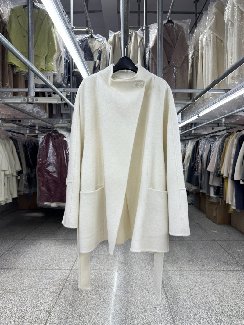 Yak fleece classic black stand-up collar reversible wool coat women's short autumn and winter new one-button simple woolen jacket