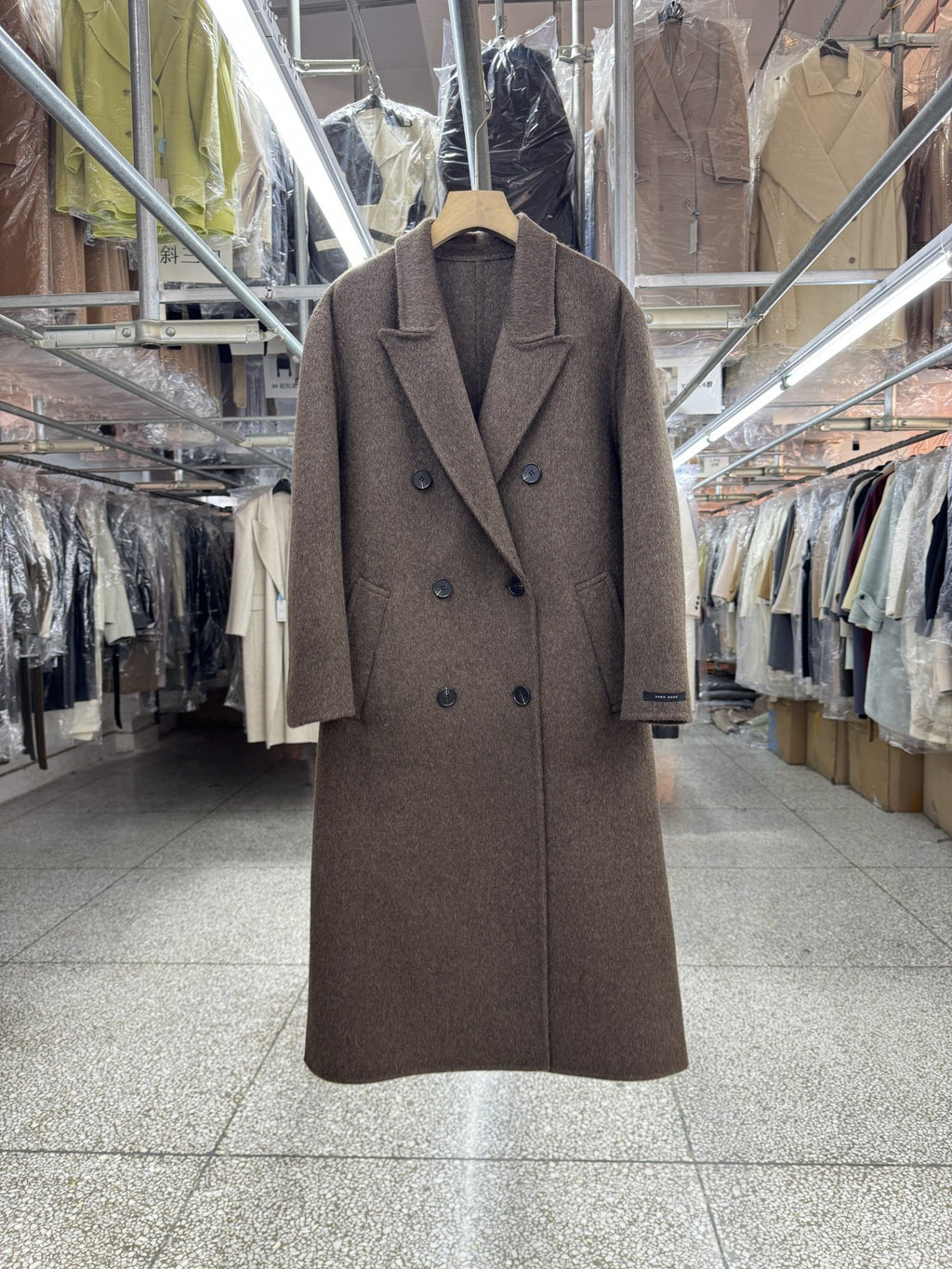 M family yak velvet latte coffee color reversible wool coat women's mid-length woolen jacket Song Yuqi is the same style