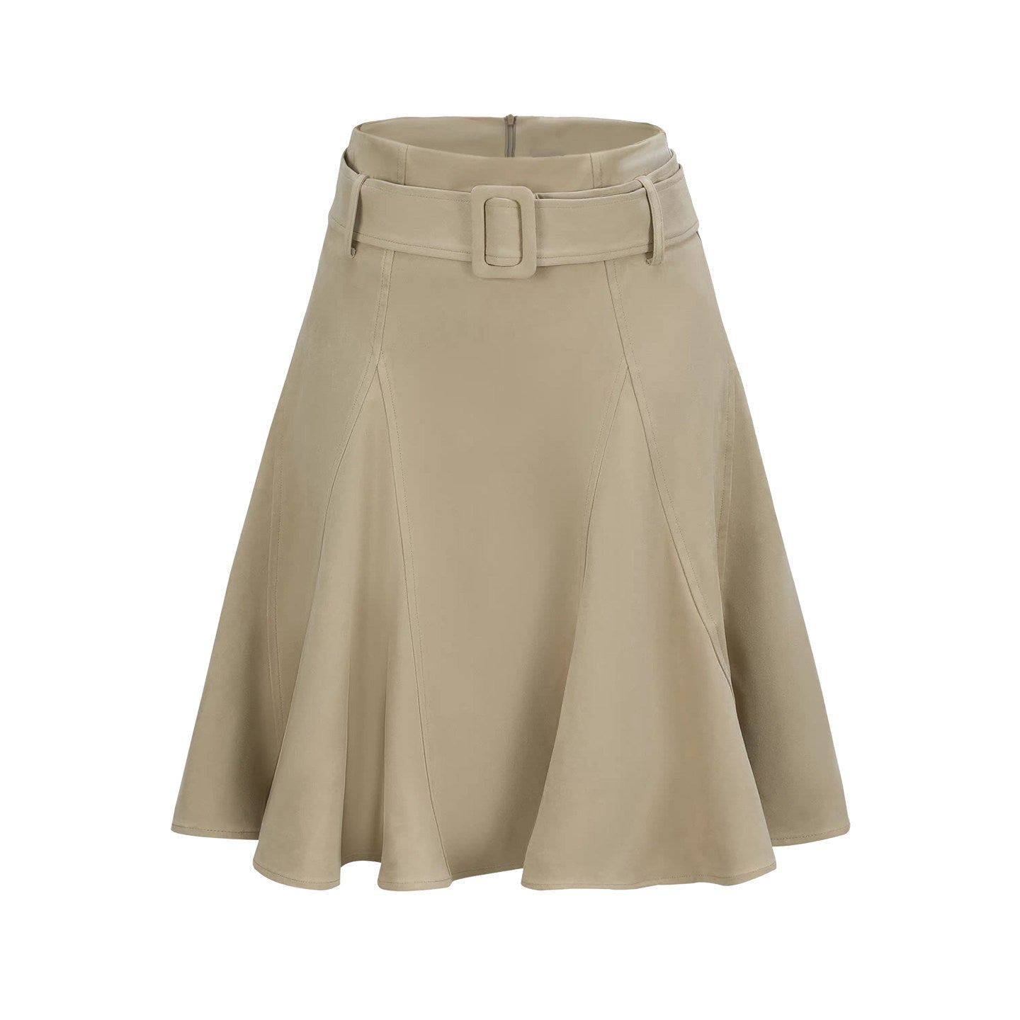 BANGON Vintage Suede Skirt Loose Lotus Leaf 2025 Fall New Simple Commuter Versatile Skirt