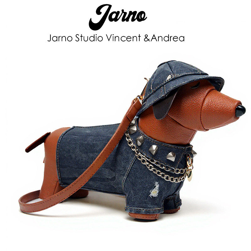 2025 New Personality Creative American Spice Girl Denim Dachshund Crossbody Bag Unique Design Niche Bag