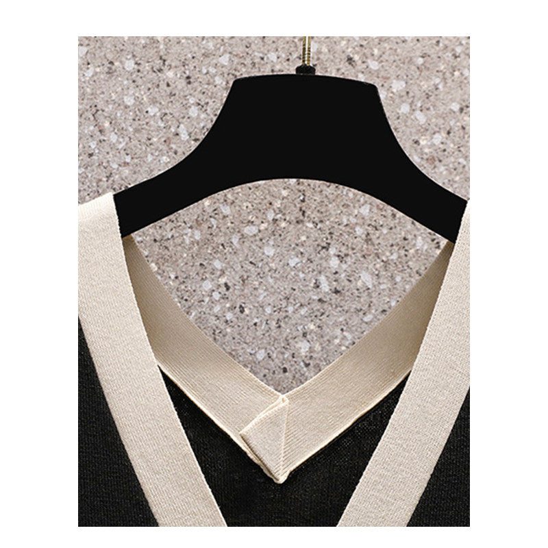 Cara CLUB plus-size knitted dress women's summer fat sister French temperament age-reducing waist slimming A-line skirt