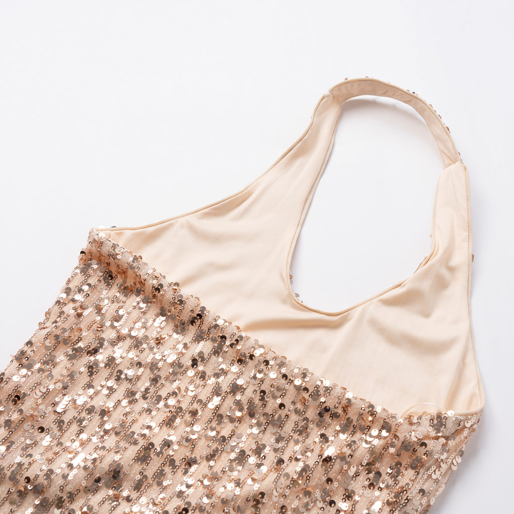 BANGON sequin hanging neck dress celebrity temperament high-end sense 2026 new slim slimming dress skirt