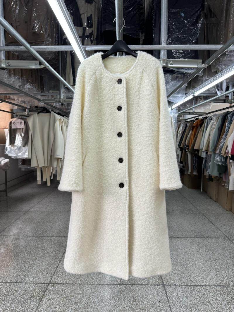 Granular cashmere lambswool coat women's mid-length autumn and winter new Korean version single-breasted crew neck seahorse wool top jacket