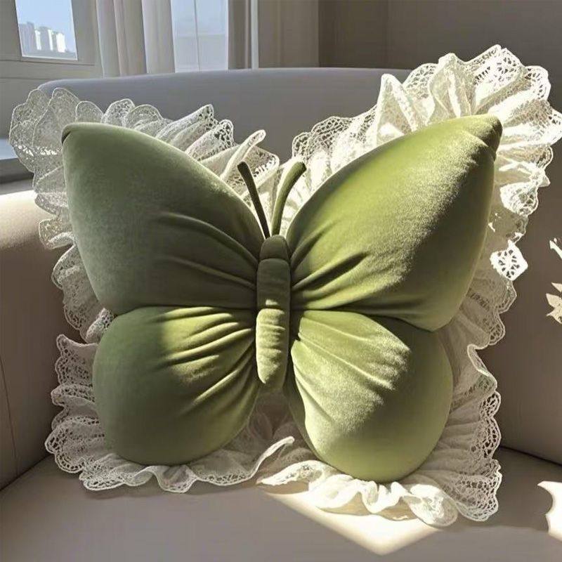 Butterfly cushion plush toy ins pillow waist protection high-value women's home car birthday gift bedroom bedside
