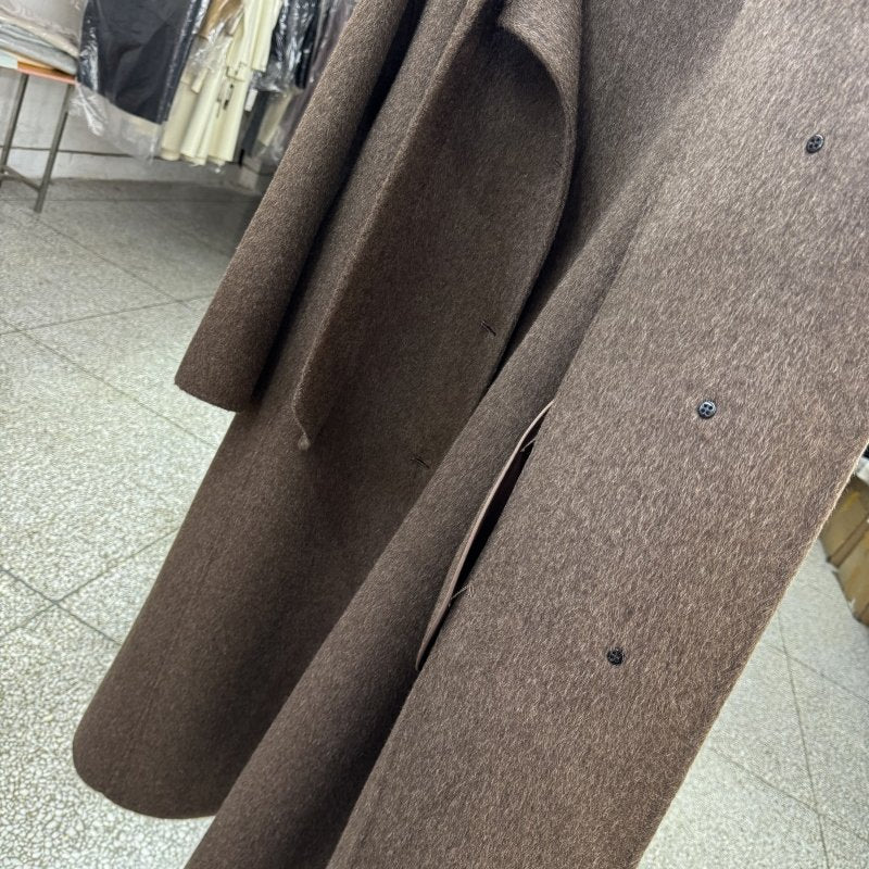 Yak Down French Elegant Black Stand Collar Reversible Wool Coat Women's Mid-Length 25 Fall/Winter Loose Tweed Jacket