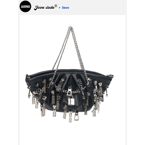 2025 New Cyberpunk Style Personality Spice Girl Black Cloud Wrap Dumpling Wrap Underarm Bag Portable Crossbody Bag