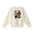 Cartoon bear jacquard embroidery crew neck sweater women's autumn and winter new cute age-reducing loose pullover knitted top