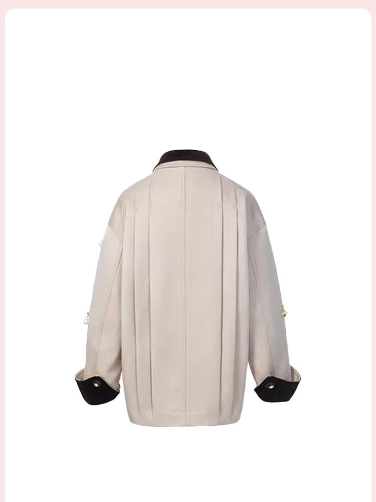 NUTO [in stock] gorgeous pearl shell pendant decoration trench coat jacket women's 25 early spring new lapel top
