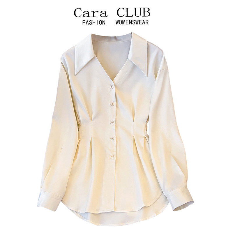 Cara CLUB plus-size French waist shirt for women early autumn fashion foreign style to reduce age and slim down design top