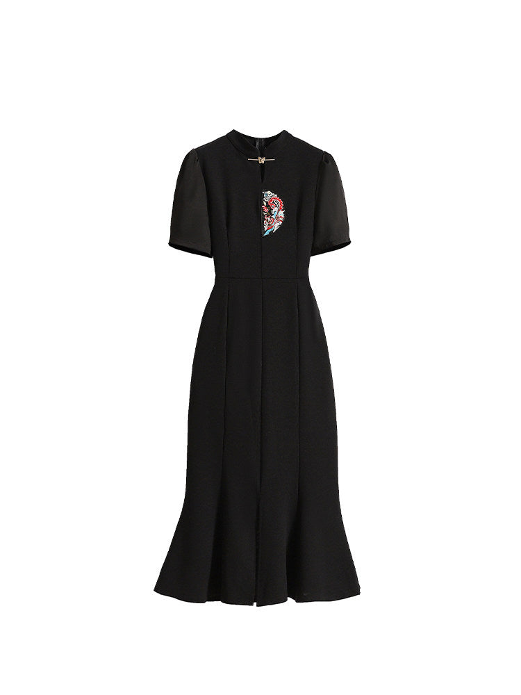 CaraCLUB plus-size new Chinese dress female summer fat sister slimming waist slimming fashion temperament improved cheongsam