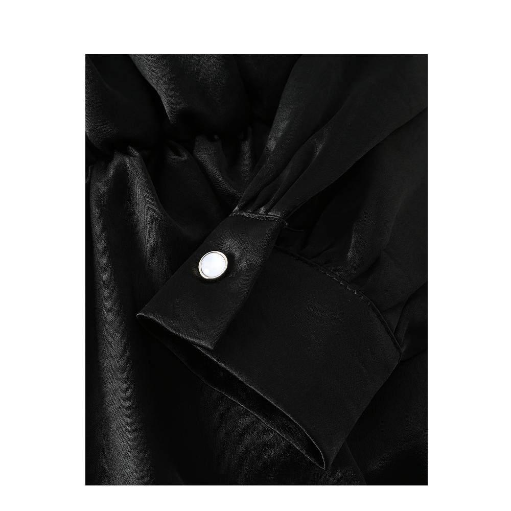 Cara CLUB large-size design shirt women's autumn fat sister French temperament age-reducing slimming long-sleeved top