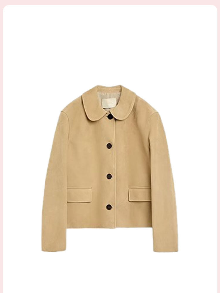 NUTO niche high-end nail bead suede cropped leather jacket 2025 new jacket for women, new spring 2025 model