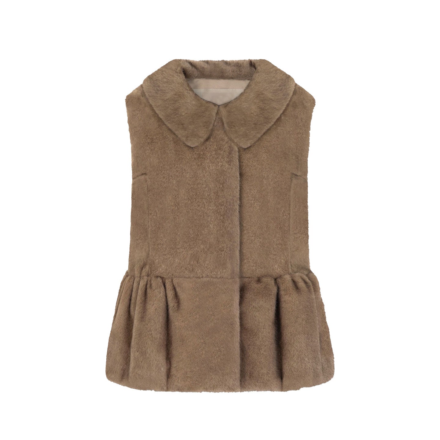 BANGON old-fashioned plush sleeveless vest retro casual versatile 2025 fall new design top