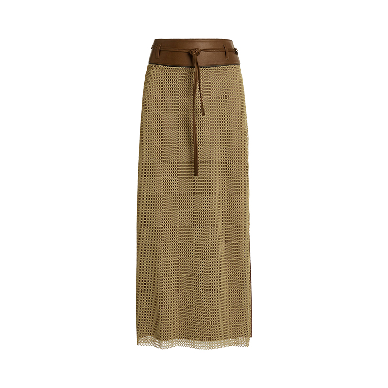 BANGON French vintage woven high-waisted skirt with splicing contrasting design sense 2025 new skirt for women