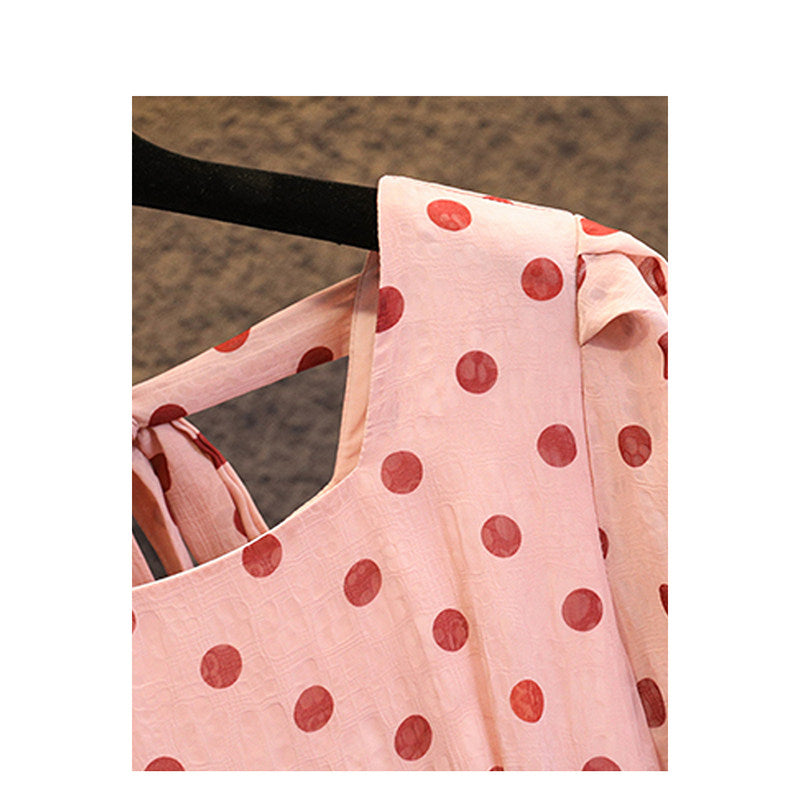 CaraCLUB large size polka dot short sleeve dress women's summer new fat sister dopamine fashion slimming skirt