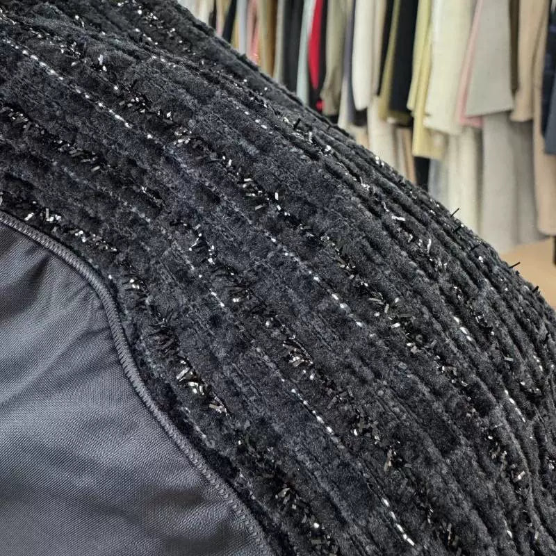 Unique small fragrance short jacket top, 25 years spring, new round neck, French temperament, heavy work nail beads, high-end feeling