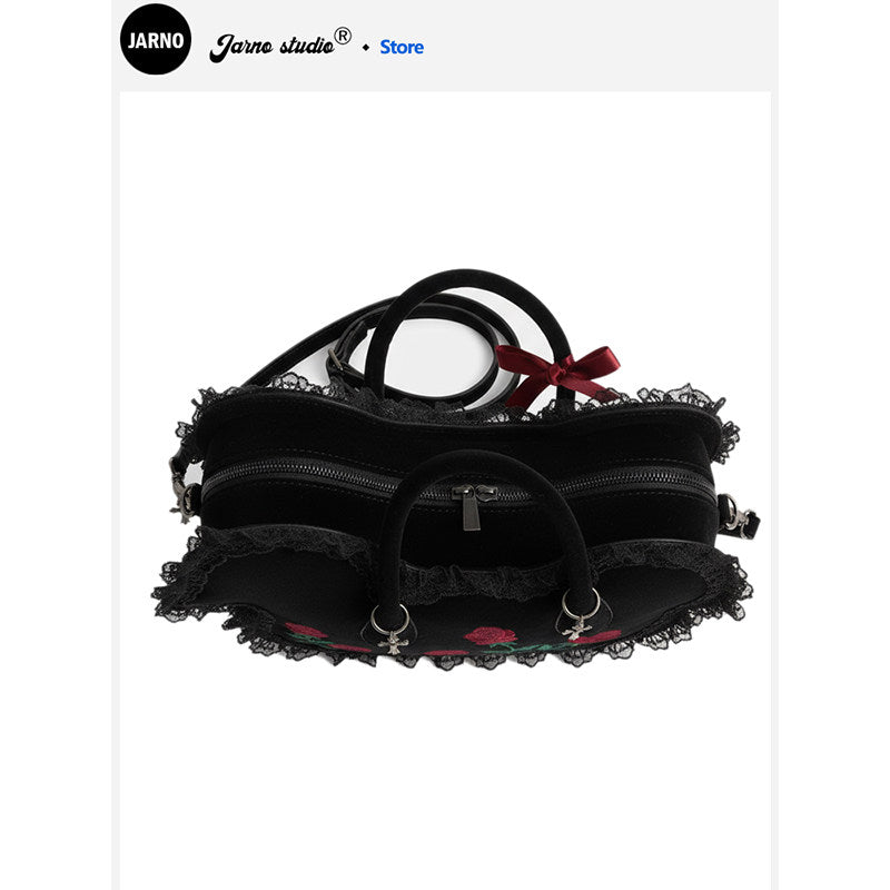 2025 Fall/Winter New Dark Lolita Duck Bag Women's Plush Handheld Crossbody Bag Niche Sweet and Cool Design