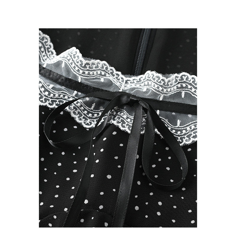 Cara CLUB plus-size French polka dot dress women's summer new fat sister chic age-reducing casual skirt